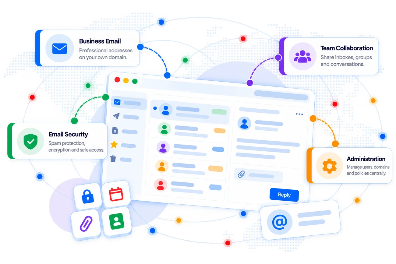 Zoho Mail dashboard with its key capabilities