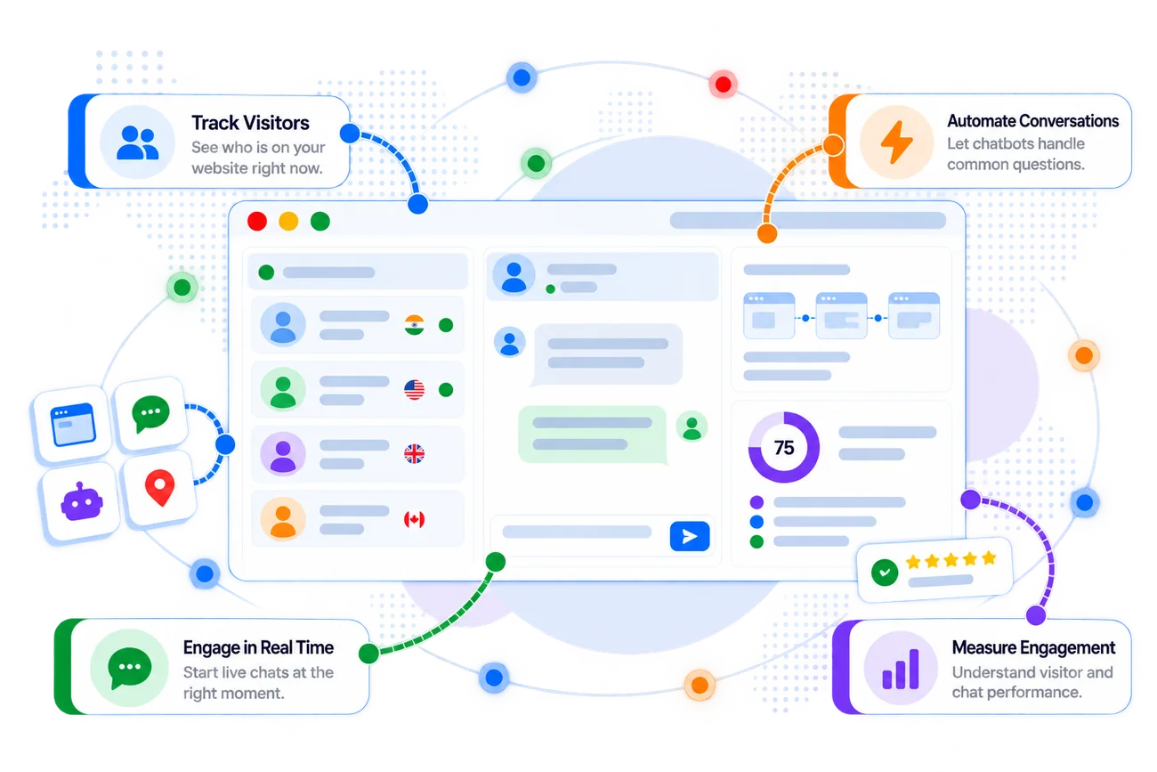 Zoho SalesIQ dashboard with its key capabilities
